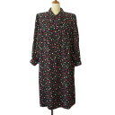 【中古】VIVID LADY レトロ ヴィンテージ ワンピース 花柄 ドット リボン タック M 黒 ブラック レディース 【ベクトル 古着】 241117