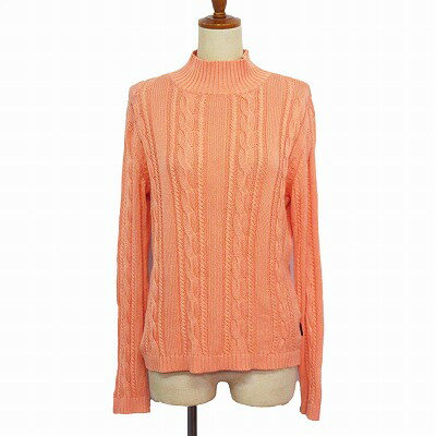 【中古】ダックス DAKS ニット ハイネック ケーブル編み 長袖 シルク混 40 オレンジ レディース 【ベクトル 古着】 241208