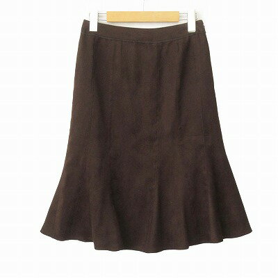 【中古】ポールスチュアート PAUL STUART スカート フレア スエード調 6 茶 レディース 【ベクトル 古着】 241225