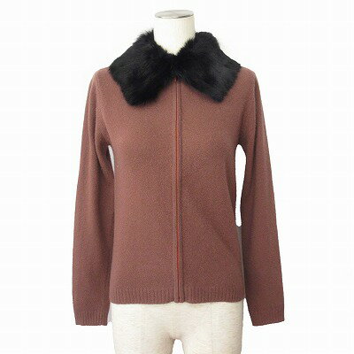 【中古】フィガロ パリ FIGARO Paris ニット フルジップ 襟ファー ウール アンゴラ 38 ブラウン レディース 【ベクトル 古着】 250118