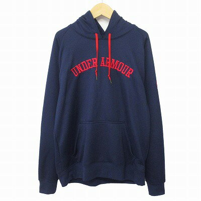 【中古】アンダーアーマー UNDER ARMOUR パーカー ロゴ刺繍 MD 紺 ネイビー メンズ 【ベクトル 古着】 250125