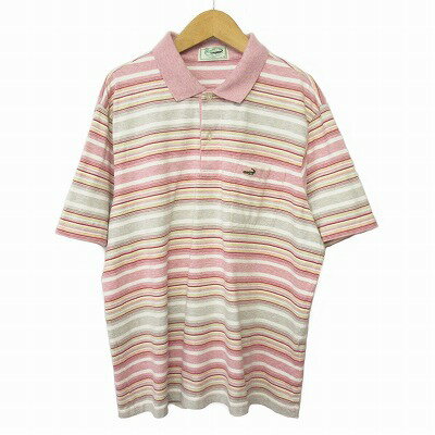 【中古】クロコダイル CROCODILE ポロシャツ ボーダー ワンポイント L 赤 レッド メンズ 【ベクトル 古着】 250315