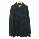 【中古】ランズエンド LANDS' END Authentic Rugby Shirt ラガーシャツ 長袖 チェック ブラックウォッチ XL 緑 グリーン メンズ 【ベクトル 古着】 250406(4)