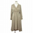 【中古】ドゥアルシーヴ DOUX ARCHIVES ワンピース シャツ ロング 長袖 ベロア調 M グレージュ レディース 【ベクトル 古着】 250429(4)