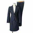 【中古】スーツセレクト SUIT SELECT スーツ 3点セット ジャケット パンツ スカート ピンストライプ 5 ネイビー 紺 レディース 【ベクトル 古着】 250523
