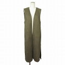 【中古】ハッシュパピー Hush Puppies ストレッチスエード調ジレコート ロングベスト M 緑 カーキ レディース 【ベクトル 古着】 250707