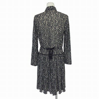 【中古】コムサイズム COMME CA ISM シャツワンピース ドット柄 長袖 シフォン リボン ポリエステル M ブラック ホワイト 黒白 レディース 【ベクトル 古着】 250718