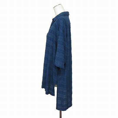 【中古】サマンサモスモス SM2 rhythm シャツ ロング丈 チュニック チェック 半袖 F 青 レディース 【ベクトル 古着】 250717 2