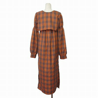 【中古】ジュエティ jouetie ブラウスレイヤードワンピース キャミワンピ ロング ブラウス 長袖 チェック Mオレンジ レディース 【ベクトル 古着】 250717