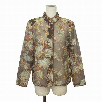 【中古】馬里邑 KAZUKO MARIMURA ジャケット シアー 花柄 9 茶 レディース 【ベクトル 古着】 250803