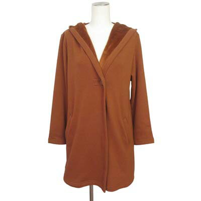 【中古】ノアージュ noa-ge カーディガン スウェット 裏起毛 フード ロング丈 M 茶 レディース 【ベク..