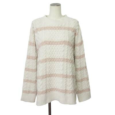 【中古】ジェラートピケ gelato pique ルームウェア トップス ボーダー モコモコ F ピンク 白 レディー..