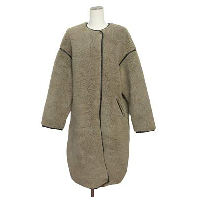 【中古】ザヴァージニア The Virgnia コート ノーカラー ロング ボア 38 ベージュ レディース 【ベクトル 古着】 251008(4)