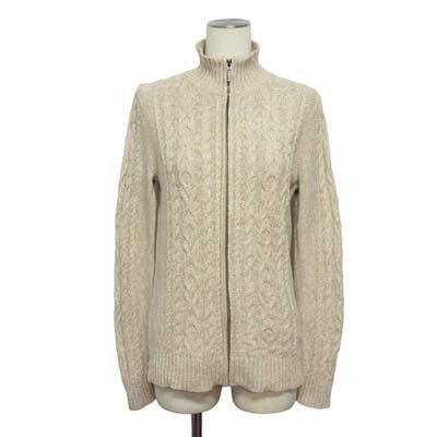 【中古】エルエルビーン L.L.BEAN ドライバーズニット ジャケット ケーブル編み コットン S ベージュ ..