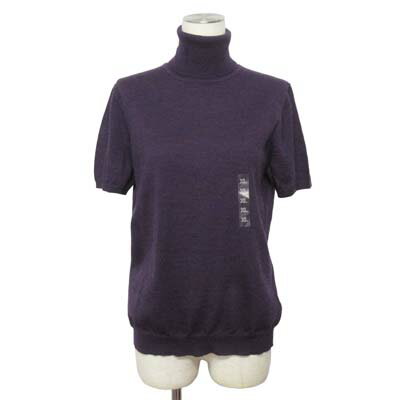 【中古】未使用品 ユニクロ UNIQLO エクストラファイン メリノ タートルネックセーター（半袖） XL 紫 ..