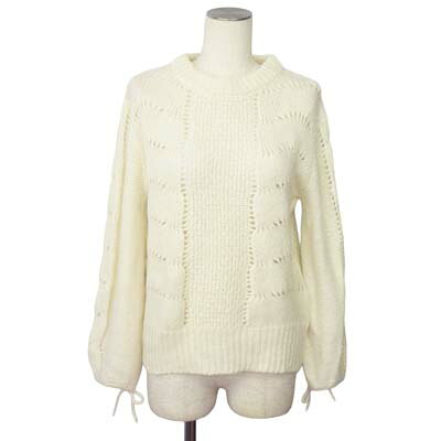 【中古】ミラオーウェン Mila Owen ニット セーター ボリュームスリーブ リボン 透かし編み 0 白 ホワイト レディース 【ベクトル 古着】 251124 auc-vector-20585311 ブランド古着の買取販売ベクトル パッケージ画像