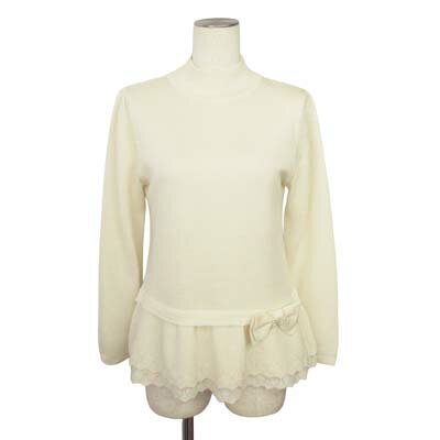 【中古】ギャラリービスコンティ GALLERY VISCONTI ニット チュニック ハイネック リボン 2 白 オフホワイト レディース 【ベクトル 古着】 251123