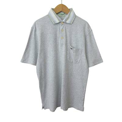 【中古】クロコダイル CROCODILE ポロシャツ 半袖 襟ストライプ コットン M グレー メンズ 【ベクトル 古着】 260508