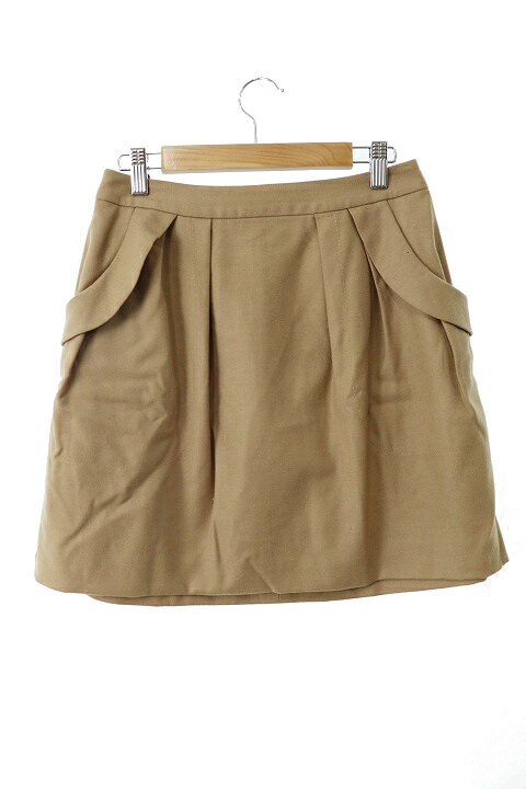 【中古】アナトリエ ANATELIER スカート 台形 ひざ丈 ウール カシミヤ混 ジップフライ 36 ベージュ /MO9 レディース 【ベクトル 古着】 181109 ブランド古着ベクトルプレミアム店