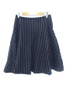 【中古】グリーンレーベルリラクシング ユナイテッドアローズ green label relaxing スカート ひざ丈 フレア ジップファスナー ストライプ ウール 36 紺 ネイビー /MU13 レディース 【ベクトル 古着】 181214 ブランド古着ベクトルプレミアム店(4)
