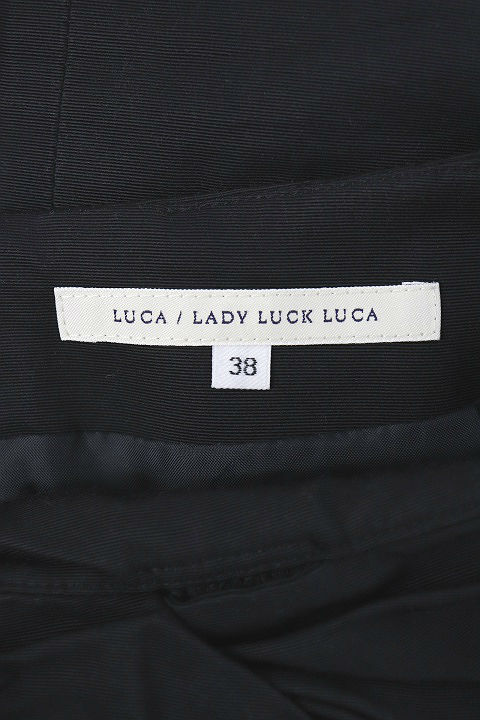 【中古】レディラックルカ LADY LUCK LUCA スカート 台形 ひざ丈 リボン ジップフライ 38 黒 ブラック /MO20 レディース 【ベクトル 古着】 181219 ブランド古着ベクトルプレミアム店