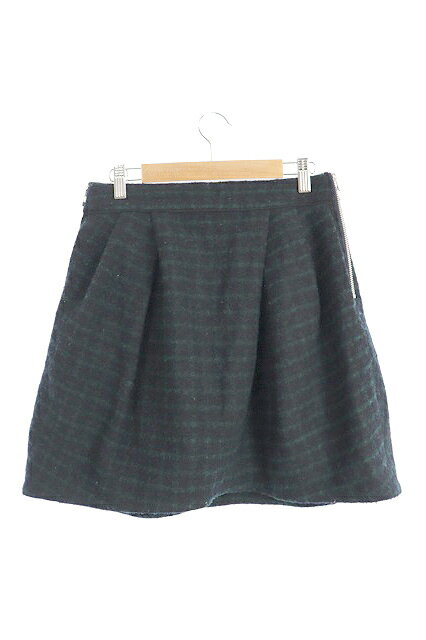 【中古】マイカ＆ディール MICA&DEAL スカート 台形 ひざ丈 チェック ウール M 緑 グリーン 紺 ネイビー /JN33 レディース 【ベクトル 古着】 181220 ブランド古着ベクトルプレミアム店(4)