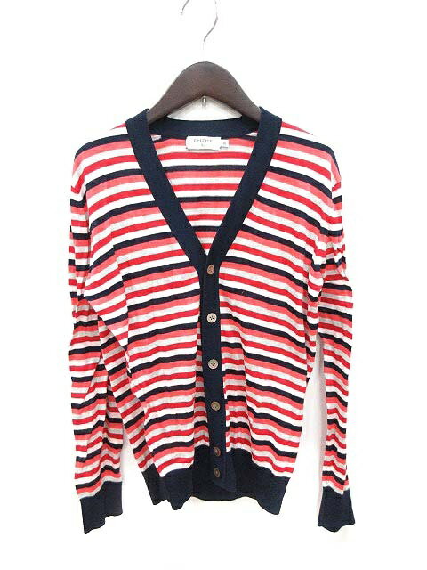 【中古】エディフィス EDIFICE カーディガン ニット 長袖 ボーダー 38 赤 レッド /KB レディース 【ベクトル 古着】 190905 ベクトルプレミアム店