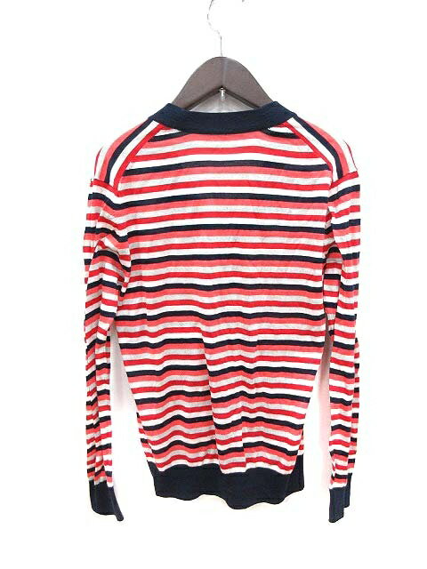 【中古】エディフィス EDIFICE カーディガン ニット 長袖 ボーダー 38 赤 レッド /KB レディース 【ベクトル 古着】 190905 ベクトルプレミアム店