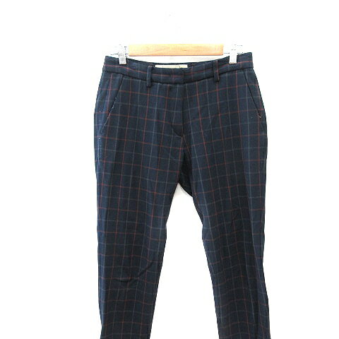 【中古】ミーアンドミークチュール ME&ME couture クロップドパンツ サスペンダー フリル チェック 1 紺 ネイビー /AU レディース 【ベクトル 古着】 200619 ベクトルプレミアム店