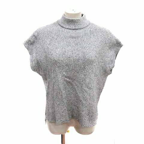 【中古】エジック Ezick ニット セーター ハイネック 半袖 F グレー /YK レディース 【ベクトル 古着】 241114