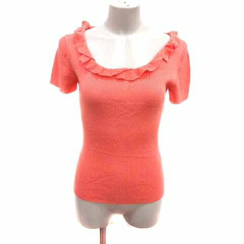 【中古】ハートフォード HARTFORD ニット カットソー フリル 半袖 3 L オレンジ /YK レディース 【ベクトル 古着】 241112