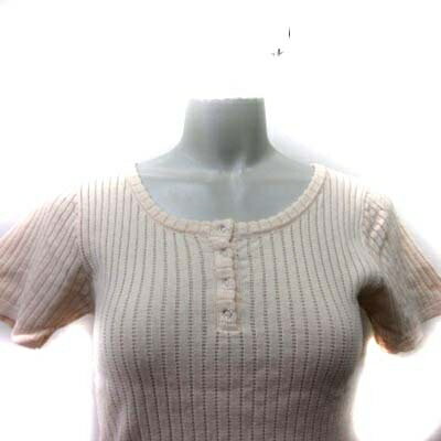 【中古】カスタネ Kastane ヘンリーネック カットソー リブ 半袖 F ベージュ /YI レディース 【ベクトル 古着】 230621
