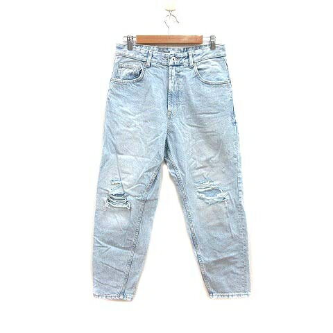 【中古】ベルシュカ Bershka デニムパンツ ジーンズ ダメージ加工 29 水色 ライトブルー /YK レディース 【ベクトル 古着】 230812