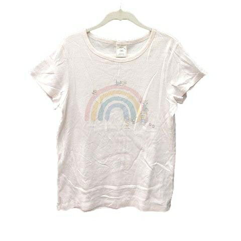 【中古】ジェラートピケ gelato pique ルームウェア Tシャツ カットソー 半袖 プリント ボートネック F ベビーピンク /CT レディース 【ベクトル 古着】 230808