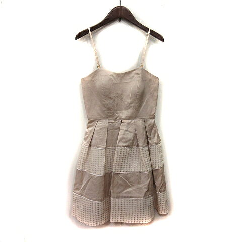 【中古】ランゲージ Language キャミワンピース ひざ丈 36 ベージュ /YI レディース 【ベクトル 古着】 240310