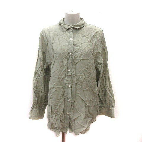 【中古】グローバルワーク GLOBAL WORK シャツ オーバーサイズ 長袖 F カーキ /MS レディース 【ベクトル 古着】 240507