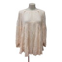 【中古】リリアンカラット LILLIAN CARAT チュニック レース ストライプ 長袖 2 ピンクベージュ /MS レディース 【ベクトル 古着】 2405...