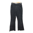 【中古】ジーナシス JEANASIS フレアパンツ デニム センターライン ストレッチ フリンジ M 黒 ブラック /CT レディース 【ベクトル 古着】 24...