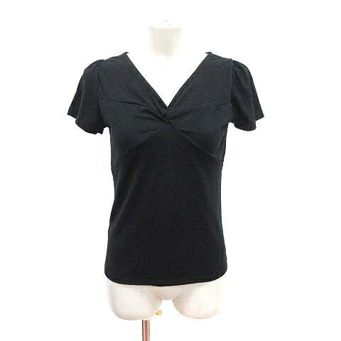 【中古】エニィスィス エニシス anySiS カットソー 半袖 ツイスト Vネック 切替 2 黒 ブラック /CT ■MO レディース 【ベクトル 古着】 240528