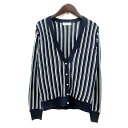 【中古】リミテッドエディション LIMITED EDITION VIVAYOU カーディガン ニット ストライプ M 紺 ネイビー /MN レディース 【ベクトル 古着】 240704(4)
