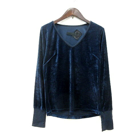【中古】ジーナシス JEANASIS カットソー Vネック 長袖 ベロア 紺 ネイビー /MN レディース 【ベクトル 古着】 240710 【中古】ジーナシス JEANASIS カットソー Vネック 長袖 ベロア 紺 ネイビー /MN レディース 【ベクトル 古着】 240710