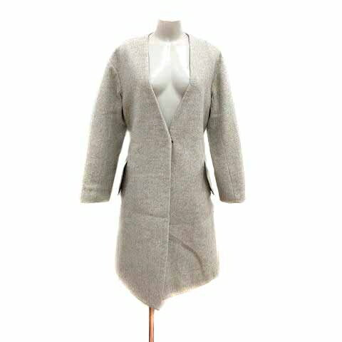 【中古】エムケー ミッシェルクラン MK MICHEL KLEIN ノーカラーコート ロング 総裏地 ウール 38 グレー /YK レディース 【ベクトル 古着】 240724 【中古】エムケー ミッシェルクラン MK MICHEL KLEIN ノーカラーコート ロング 総裏地 ウール 38 グレー /YK レディース 【ベクトル 古着】 240724