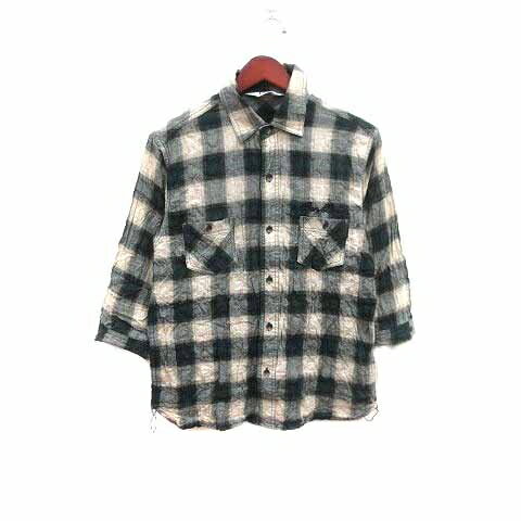 【中古】ベンデイビス BEN DAVIS カジュアルシャツ チェック 七分袖 L 緑 グリーン アイボリー 白 ホワイト /YK メンズ 【ベクトル 古着】 240812 【中古】ベンデイビス BEN DAVIS カジュアルシャツ チェック 七分袖 L 緑 グリーン アイボリー 白 ホワイト /YK メンズ 【ベクトル 古着】 240812