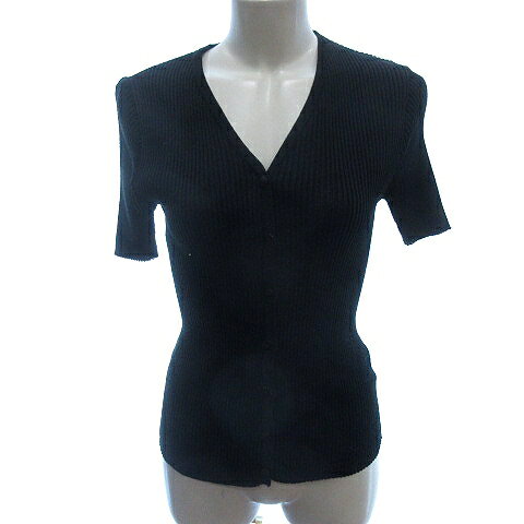 【中古】アンタイトル UNTITLED ニットカーディガン リブ 半袖 9 黒 ブラック /AU ●RY レディース 【ベクトル 古着】 240816