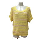 【中古】ナチュラルビューティーベーシック NATURAL BEAUTY BASIC ニット カットソー ボーダー 半袖 麻混 リネン混 M 黄色 イエロー /M...