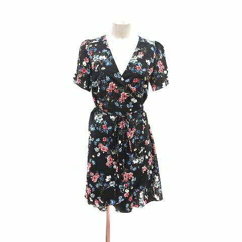 【中古】キムズブティック kim's boutique ワンピース フレア ミニ カシュクール 花柄 半袖 黒 ブラック /YK レディース 【ベクトル 古着】 240828 【中古】キムズブティック kim's boutique ワンピース フレア ミニ カシュクール 花柄 半袖 黒 ブラック /YK レディース 【ベクトル 古着】 240828