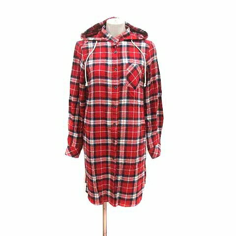 【中古】アズノウアズ as know as ワンピース ミニ シャツ フード チェック 長袖 赤 レッド /YK レディース 【ベクトル 古着】 240918 【中古】アズノウアズ as know as ワンピース ミニ シャツ フード チェック 長袖 赤 レッド /YK レディース 【ベクトル 古着】 240918
