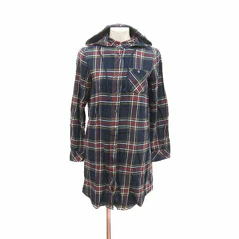 【中古】アズノウアズ as know as ワンピース ミニ シャツ フード チェック 長袖 紺 ネイビー 赤 レッド /YK レディース 【ベクトル 古着】 240918 【中古】アズノウアズ as know as ワンピース ミニ シャツ フード チェック 長袖 紺 ネイビー 赤 レッド /YK レディース 【ベクトル 古着】 240918