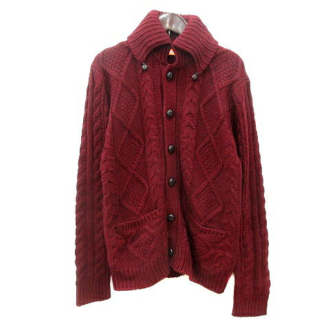 【中古】ハイダウェイ ニコル HIDEAWAYS rhenium カーディガン ニット ケーブル 46 S 赤 レッド /MN メンズ 【ベクトル 古着】 240925