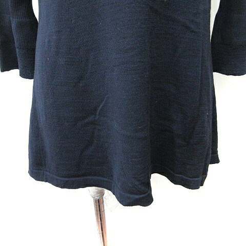 【中古】コルディア CORDIER チュニック ニット 七分袖 ウール 40 L 紺 ネイビー /YI ■MO レディース 【ベクトル 古着】 240920